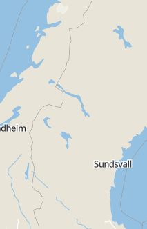 Översiktskarta som visar hela Sverige med en markör som visar ungefär var händelsen inträffat