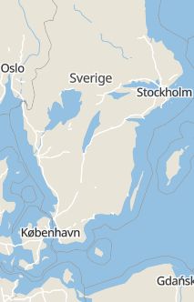 Översiktskarta som visar hela Sverige med en markör som visar ungefär var händelsen inträffat