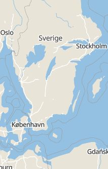 Översiktskarta som visar hela Sverige med en markör som visar ungefär var händelsen inträffat