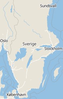 Översiktskarta som visar hela Sverige med en markör som visar ungefär var händelsen inträffat