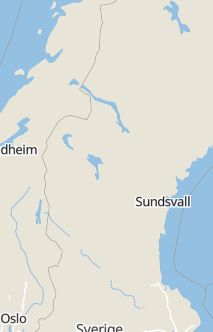 Översiktskarta som visar hela Sverige med en markör som visar ungefär var händelsen inträffat