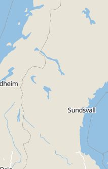 Översiktskarta som visar hela Sverige med en markör som visar ungefär var händelsen inträffat