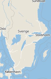 Översiktskarta som visar hela Sverige med en markör som visar ungefär var händelsen inträffat