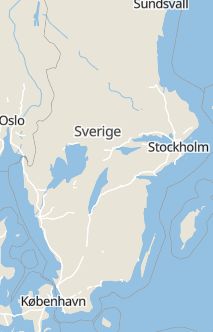 Översiktskarta som visar hela Sverige med en markör som visar ungefär var händelsen inträffat