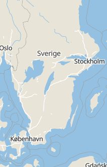 Översiktskarta som visar hela Sverige med en markör som visar ungefär var händelsen inträffat