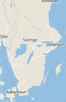Översiktskarta som visar hela Sverige med en markör som visar ungefär var händelsen inträffat