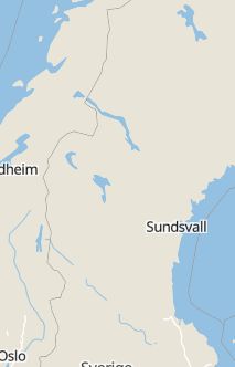 Översiktskarta som visar hela Sverige med en markör som visar ungefär var händelsen inträffat