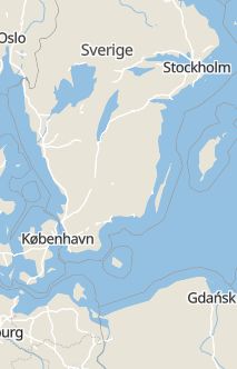 Översiktskarta som visar hela Sverige med en markör som visar ungefär var händelsen inträffat