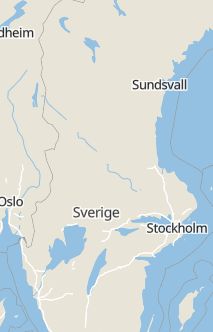 Översiktskarta som visar hela Sverige med en markör som visar ungefär var händelsen inträffat