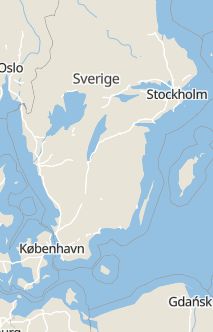 Översiktskarta som visar hela Sverige med en markör som visar ungefär var händelsen inträffat