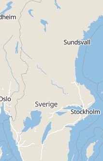Översiktskarta som visar hela Sverige med en markör som visar ungefär var händelsen inträffat