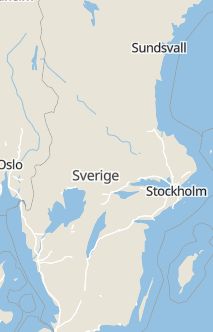 Översiktskarta som visar hela Sverige med en markör som visar ungefär var händelsen inträffat