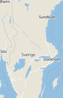 Översiktskarta som visar hela Sverige med en markör som visar ungefär var händelsen inträffat