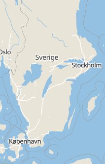 Översiktskarta som visar hela Sverige med en markör som visar ungefär var händelsen inträffat