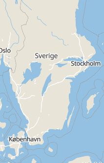 Översiktskarta som visar hela Sverige med en markör som visar ungefär var händelsen inträffat