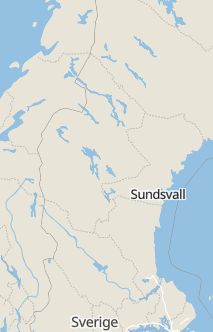 Översiktskarta som visar hela Sverige med en markör som visar ungefär var händelsen inträffat