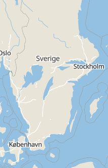 Översiktskarta som visar hela Sverige med en markör som visar ungefär var händelsen inträffat
