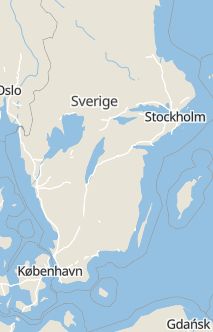 Översiktskarta som visar hela Sverige med en markör som visar ungefär var händelsen inträffat