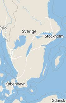 Översiktskarta som visar hela Sverige med en markör som visar ungefär var händelsen inträffat