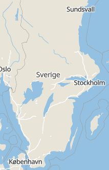 Översiktskarta som visar hela Sverige med en markör som visar ungefär var händelsen inträffat
