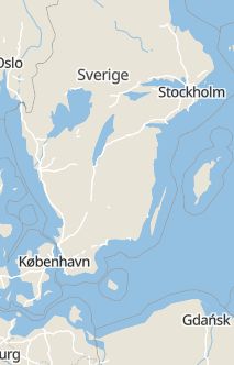 Översiktskarta som visar hela Sverige med en markör som visar ungefär var händelsen inträffat