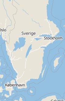 Översiktskarta som visar hela Sverige med en markör som visar ungefär var händelsen inträffat