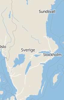 Översiktskarta som visar hela Sverige med en markör som visar ungefär var händelsen inträffat
