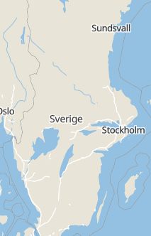 Översiktskarta som visar hela Sverige med en markör som visar ungefär var händelsen inträffat