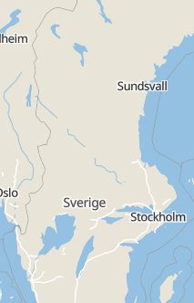 Översiktskarta som visar hela Sverige med en markör som visar ungefär var händelsen inträffat