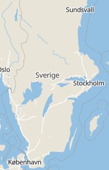 Översiktskarta som visar hela Sverige med en markör som visar ungefär var händelsen inträffat