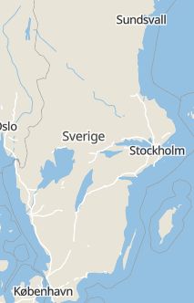 Översiktskarta som visar hela Sverige med en markör som visar ungefär var händelsen inträffat
