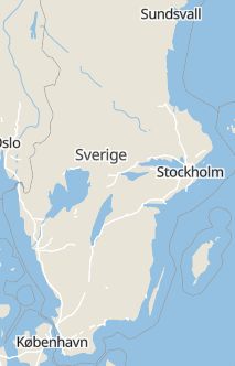 Översiktskarta som visar hela Sverige med en markör som visar ungefär var händelsen inträffat