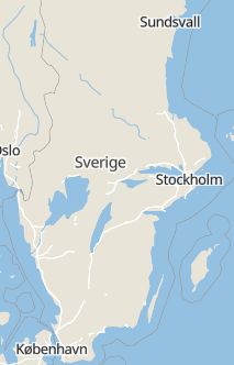 Översiktskarta som visar hela Sverige med en markör som visar ungefär var händelsen inträffat