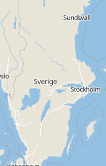 Översiktskarta som visar hela Sverige med en markör som visar ungefär var händelsen inträffat