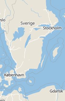 Översiktskarta som visar hela Sverige med en markör som visar ungefär var händelsen inträffat