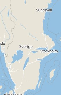 Översiktskarta som visar hela Sverige med en markör som visar ungefär var händelsen inträffat