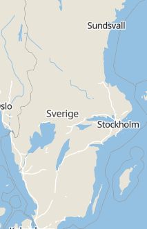 Översiktskarta som visar hela Sverige med en markör som visar ungefär var händelsen inträffat