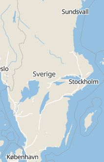 Översiktskarta som visar hela Sverige med en markör som visar ungefär var händelsen inträffat