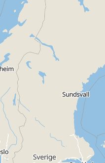 Översiktskarta som visar hela Sverige med en markör som visar ungefär var händelsen inträffat