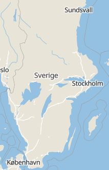 Översiktskarta som visar hela Sverige med en markör som visar ungefär var händelsen inträffat