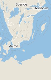 Översiktskarta som visar hela Sverige med en markör som visar ungefär var händelsen inträffat