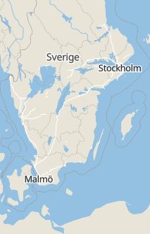 Översiktskarta som visar hela Sverige med en markör som visar ungefär var händelsen inträffat