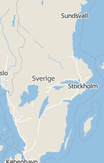 Översiktskarta som visar hela Sverige med en markör som visar ungefär var händelsen inträffat