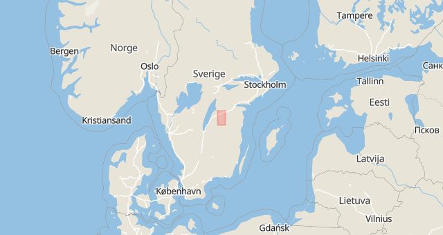 Karta som med röd fyrkant ramar in Östergötland, Motala, Östergötlands län