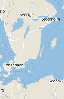 Översiktskarta som visar hela Sverige med en markör som visar ungefär var händelsen inträffat