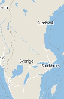 Översiktskarta som visar hela Sverige med en markör som visar ungefär var händelsen inträffat