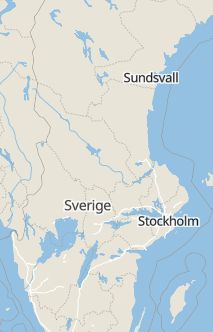 Översiktskarta som visar hela Sverige med en markör som visar ungefär var händelsen inträffat