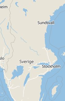 Översiktskarta som visar hela Sverige med en markör som visar ungefär var händelsen inträffat