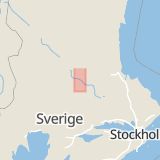 Karta som med röd fyrkant ramar in Borlänge, Kvarnsveden, Leksand, Yxbodarna, Dalarnas län