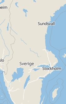 Översiktskarta som visar hela Sverige med en markör som visar ungefär var händelsen inträffat